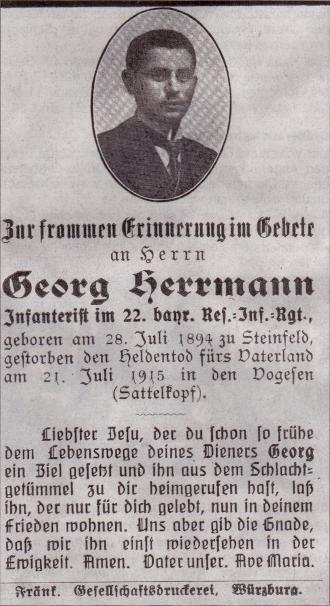 Sterbebild von Georg Herrmann