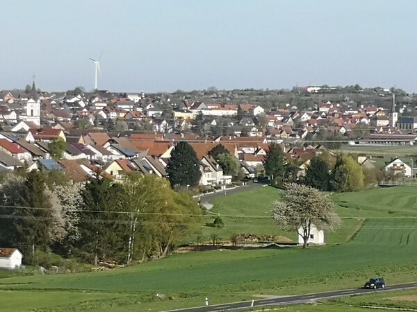 Blick vom Klingenrain auf die Wiesen am Buchenbach